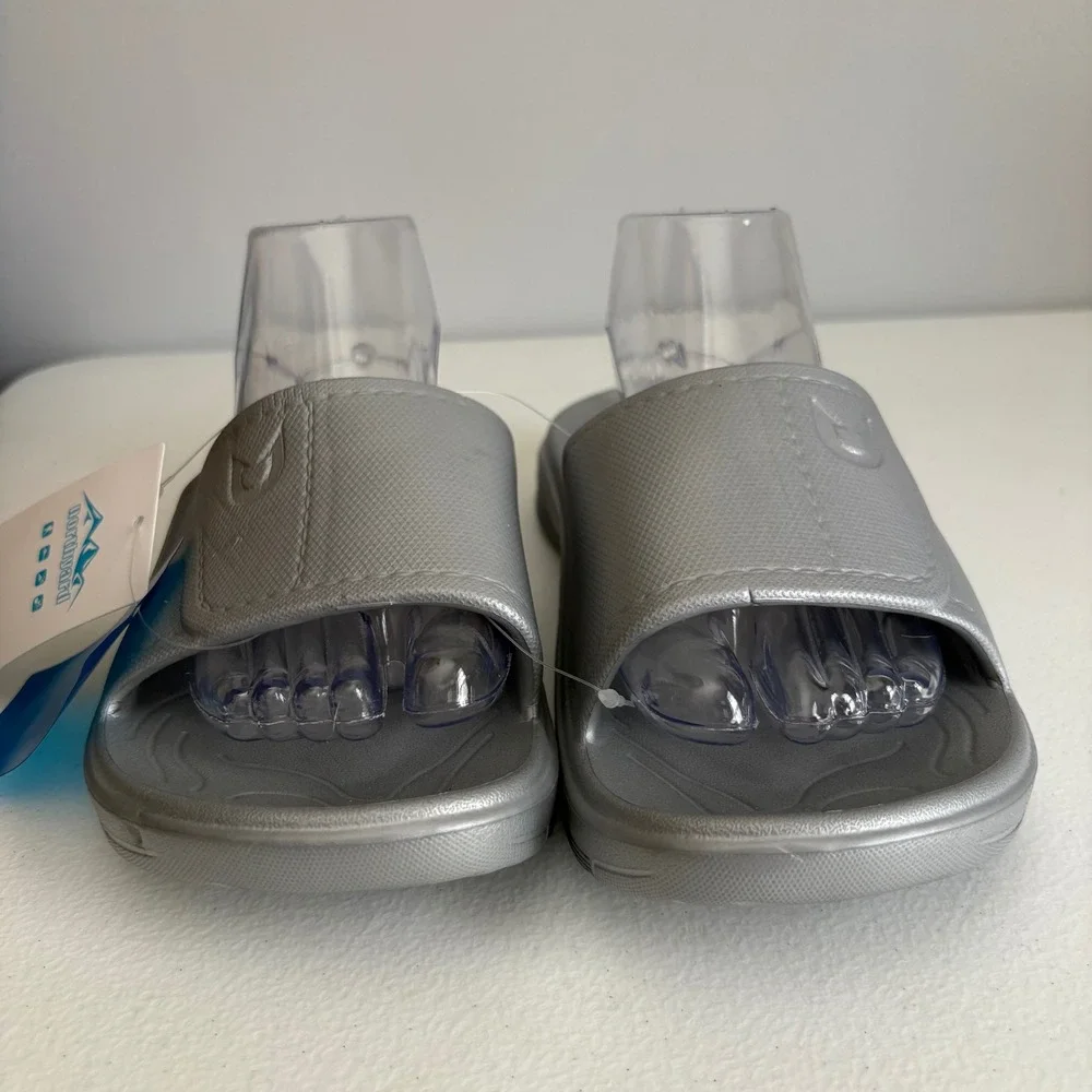 Northyard Mens Womens Silver Slides Sandals Slip On Beach Pool Size‎ 42